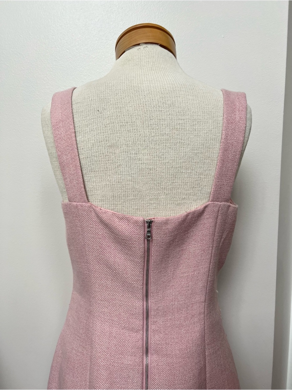 Bardot Emilie Boucle Mini Dress Pink Gold Button Tweed Sleeveless Shift L - Picture 6 of 7